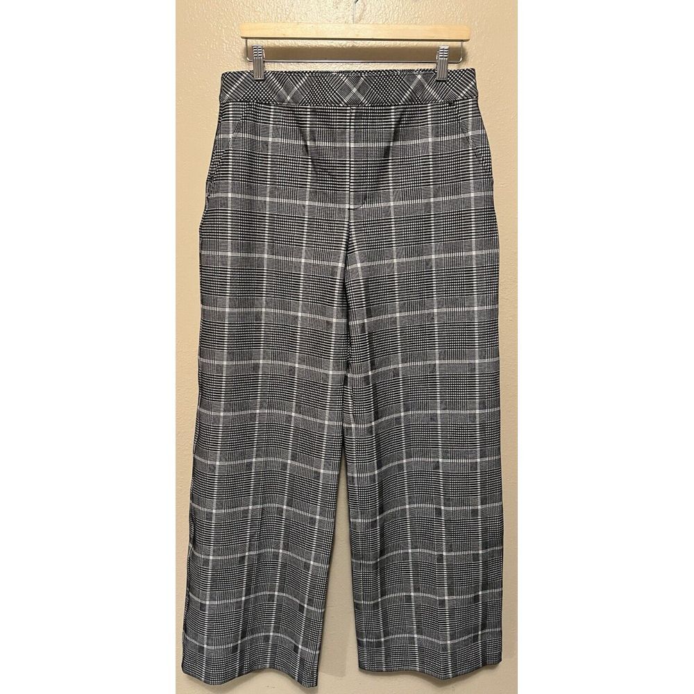Spanx Pants Ponte Plaid Jacquard Wide Leg in Black White Houndstooth Women's XL